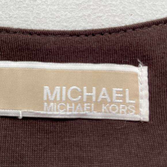 MICHAEL by MICHAEL KORS Brown Beaded Tank Top Shirred Scoop Neck Band Hem M - Picture 9 of 13